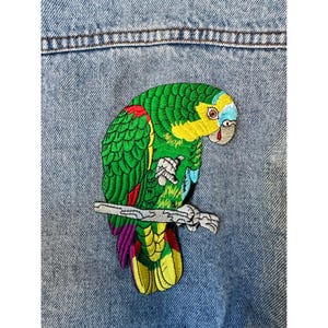 Large Parrot Applique Embroidered Patch Tropical Bird Iron On Sew On DIY Craft