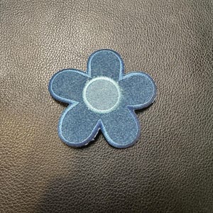 Denim Flower Applique Iron On Patch2.5&quot;  Blue Jean Fabric Floral Embellishment
