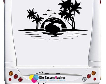 Wohnwagen Aufkleber Sonnenuntergang Meer Palme  Wandern  Wohnwagen Truck Auto Decals Caravan Wohnmobil