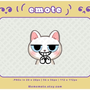 White Evil Smile Cat Emote for Twitch, Discord, YouTube, Kick| ID#0101