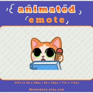 Orange Cat ANIMATED Noted Emote for Twitch, Discord, YouTube, Kick| ID#A0068