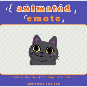 Gesto ANIMADO de Gato Sonrisa Educado Negro para Twitch, Discord, YouTube, Kick/ ID#A0034