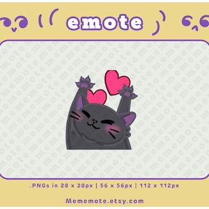 Black Cat Spewing Hearts Emote for Twitch, Discord, YouTube, Kick| ID#0011