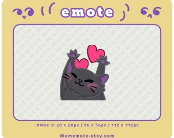 Black Cat Spewing Hearts Emote for Twitch, Discord, YouTube, Kick | no ai