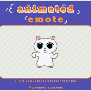 White Cat Dancing ANIMATED Emote for Twitch, Discord, YouTube, Kick| ID#A0009