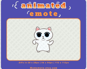 White Cat Dancing ANIMATED Emote for Twitch, Discord