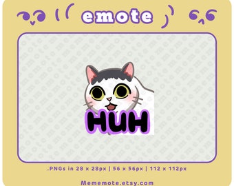 HUH Cat Emote para Twitch, Discord, YouTube, Kick/ ID#0040