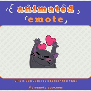 Emote animata Cuore di gatto nero per Twitch, Discord, YouTube, Kick/ ID#A0021