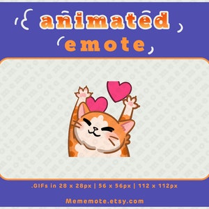 Orange Cat Heart ANIMATED Emote for Twitch, Discord, YouTube, Kick| ID#A0023