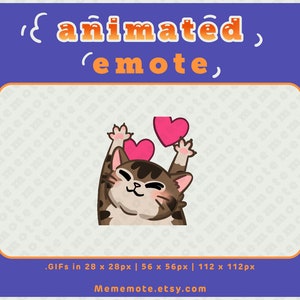Emote ANIMADO de Tabby Cat Heart para Twitch, Discord, YouTube, Kick/ ID#A0022