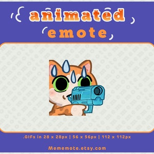 Orange Cat monkaGun ANIMATED Emote for Twitch, Discord, YouTube, Kick| ID#A0059