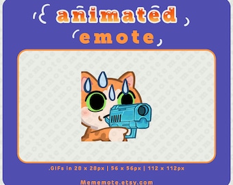 Orange Cat monkaGun ANIMATED Emote for Twitch, Discord