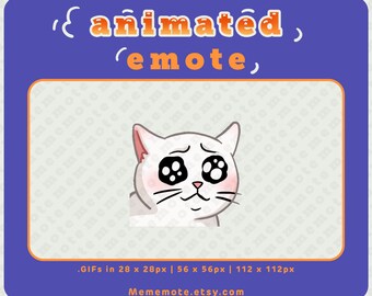 GEANIMEERDE emote White Sad Cat voor Twitch, Discord, YouTube en Kick| ID#A0046