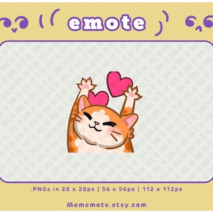 Orange Cat Spewing Hearts Emote for Twitch, Discord, YouTube, Kick| ID#0013