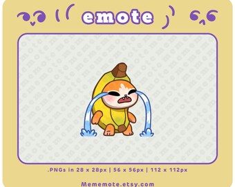 Emote de gato llorón con plátano para Twitch, Discord, YouTube y Kick/ ID#0002