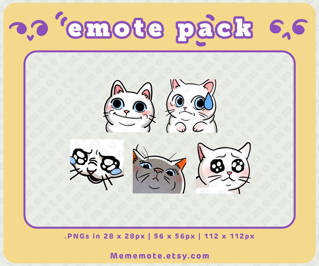 5 X White Cat Meme Emote Pack for Twitch, Discord, Youtube, Kick Polite ...
