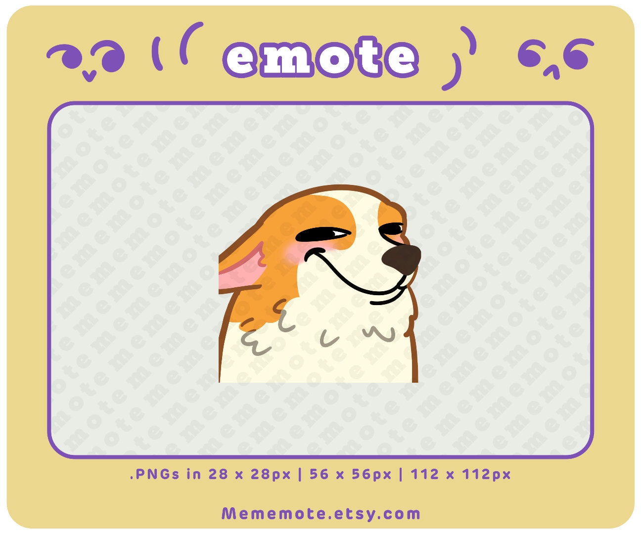 Corgi Smile Dog Emote para Twitch, Discord, YouTube, Kick | ID#0083