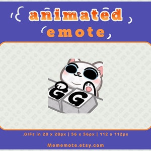 White Cat GG/Bongo Cat ANIMATED Emote for Twitch, Discord, YouTube, Kick| ID#A0073