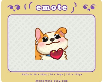 Chubby Face Corgi Heart Dog Emote for Twitch, Discord, YouTube, Kick