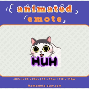 HUH Cat GEANIMEERDE emote voor Twitch, Discord, YouTube en Kick| ID#A0074