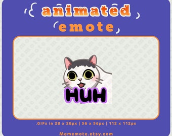 HUH Cat ANIMATED Emote for Twitch, Discord, YouTube, Kick| ID#A0074