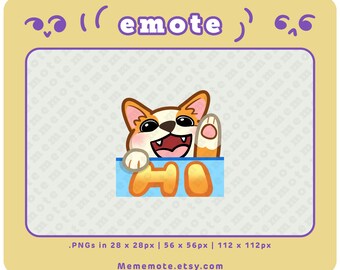 Corgi Hi Dog Emote para Twitch, Discord, YouTube, Kick| ID#0080