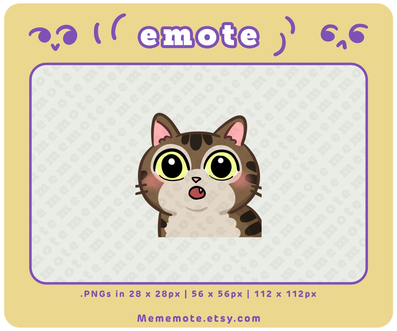 Tabby Cat OMG Emote para Twitch, Discord, YouTube, Kick/ ID#0032
