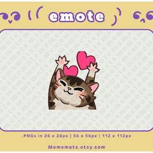 Tabby Cat Spewing Hearts Emote for Twitch, Discord, YouTube, Kick| ID#0012