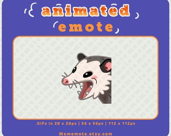 Geanimeerde emote van een schreeuwende opossum voor Twitch en Discord.