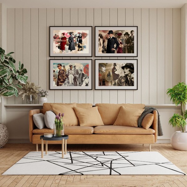 Vintage Fashion Collage Series, Classic Elegance Art Collection, Timeless Style Digital Set