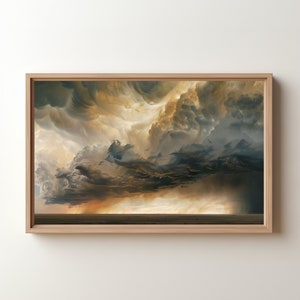 Printable Thunderstorm Landscape Over Open Plains made from Digital and Downloadable.  Vintage Art by KP
