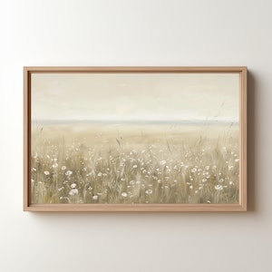 Printable Field Landscape with Beautiful White Wildflowers made from Digital and Downloadable.  Vintage Art by KP