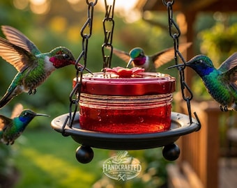 Glass Hummingbird Feeder with Bee Proof Design, Hanging Garden Decor