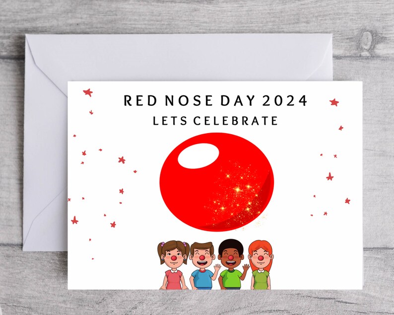 Card for Red Nose Day 2024 Card for Children Teachers Him and Her Etsy