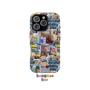 New York Collage iPhone-hoesje - NYC Aesthetic Phone Cover voor iPhone 15, 14, 13, 12, 11 - Cool vintage reisstickerhoesje - NYC cadeau voor haar