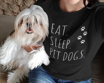 Tshirt cadeau promeneur de chien, chemise pour animal de compagnie chien, manger dormir chiens t-shirt cadeau pour homme femme, promenade de chien, cadeau propriétaire de chien, cadeau chien maman papa