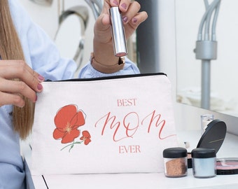 Crimson Blossom Makeup Bag | Best Mom | Elegant Cosmetics | Gift for Her | Mothers Day | Valentine Say | Travel