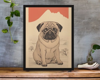 Pug Style, Trendy Wall Art, Dog Art, Pug, Apartment Aesthetic,  Printable Poster, dimensional wall art, sorority, Pug wall art, wall art