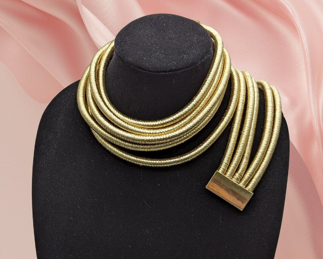 Bold Boho Style African Gold Choker Necklace and Bracelet Set With ...