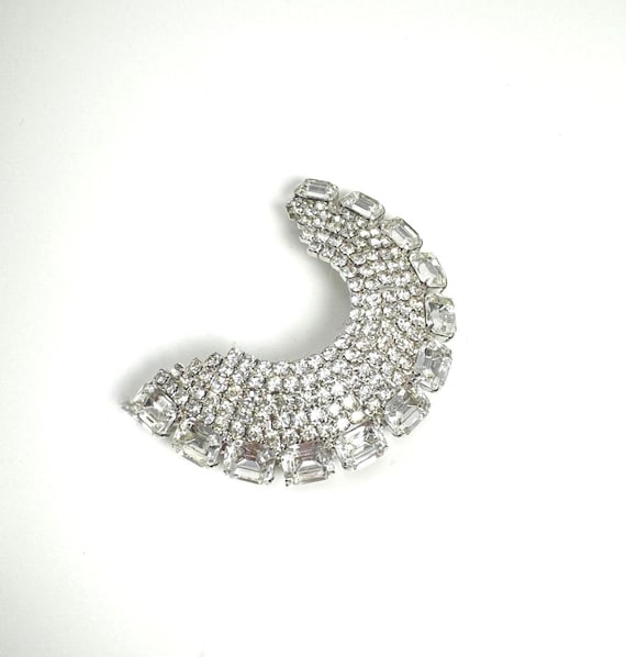 Vintage Rhinestone Crescent Shape Brooch