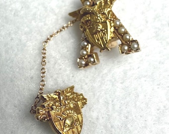Vintage USMA West Point 14kt Gold & Seed Pearl Pin - Class of 1945