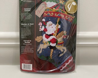Bucilla 18" Felt Christmas Stocking Kit -"Christmas Carousel" #85316