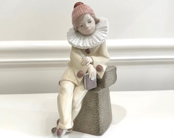 Vintage 1980's Lladro Porcelain Figurine "Little Jester" #5203, Designer is Juan Huerta