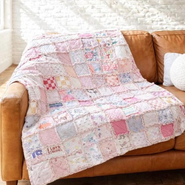 Custom Clothes Memory Blanket – Keepsake Quilt from Baby Clothes | Personalized Memory Quilt | T-Shirt Quilt | Baby Memory Blanket Gift