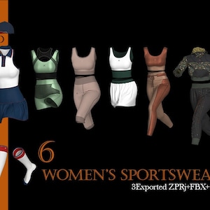 Exclusive Collection: 6 Women&#39;s Sportswear - Marvelous Designer / Clo3D Files OBJ FBX