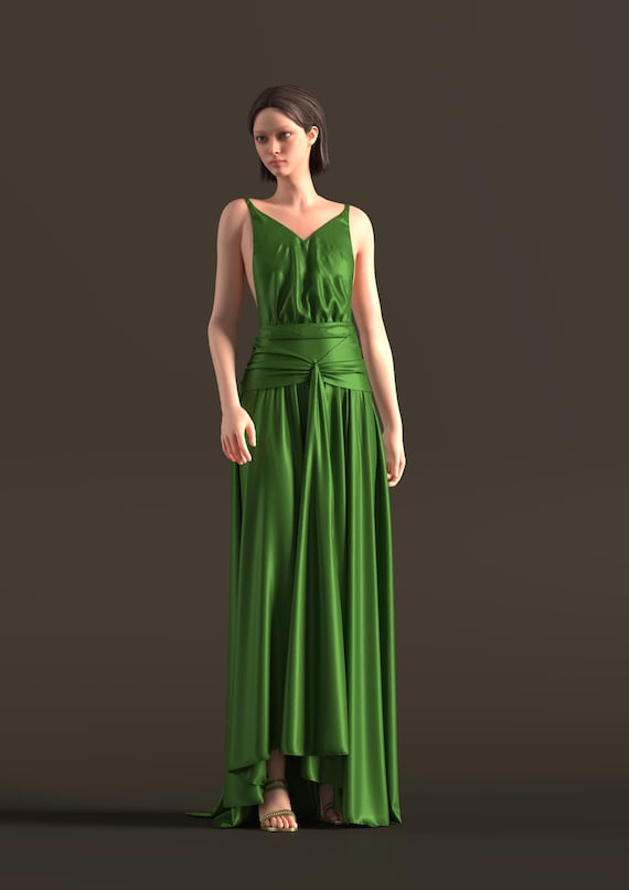 green emerald velvet dress Katsura Lime Green Bubble Dress – SheLikesBVI.com main image 0
