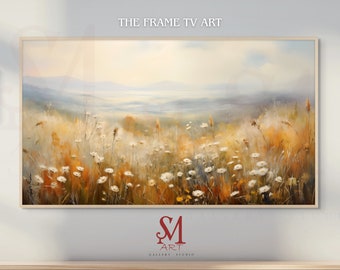 Samsung Frame TV Art Digital Download | Painting Landscape Wildflowers | Art For Frame Tv, Oil Painting Exclusive