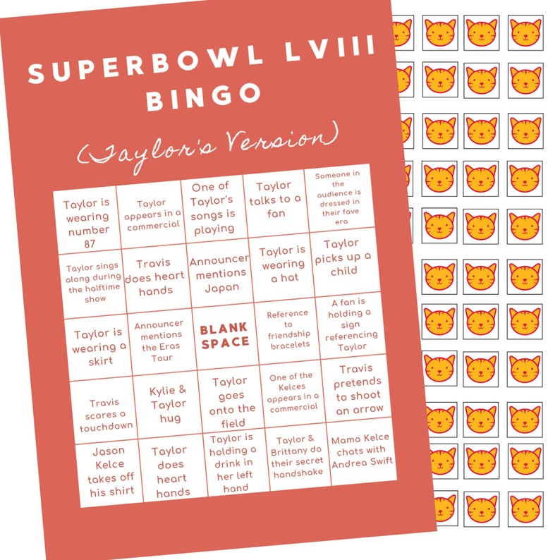Taylor Swift Super Bowl Bingo Printable Etsy Taylor Swift Super Bowl Bingo Printable Etsy