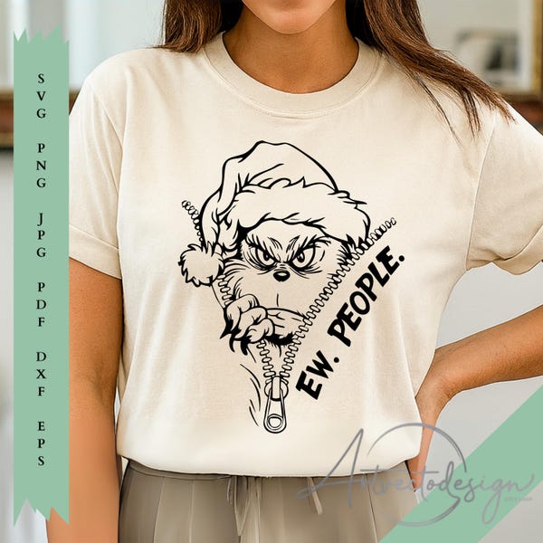Grinch Ew People SVG, zabawny świąteczny plik do pobrania (pobieranie cyfrowe)