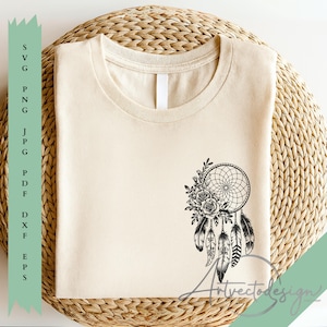 Boho Dreamcatcher SVG: Bohemian Clipart, Floral Design (Digital Download)